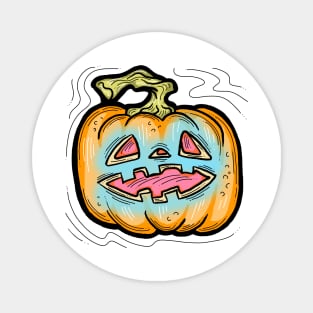 Scary Halloween pumpkin monster face head. Magnet